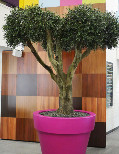 kunstbeplanting ronde roze pot